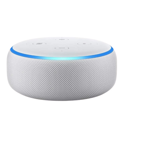 正面から写したEcho Dot (第3世代) スマートスピーカー with Alexaのサンドストーン
