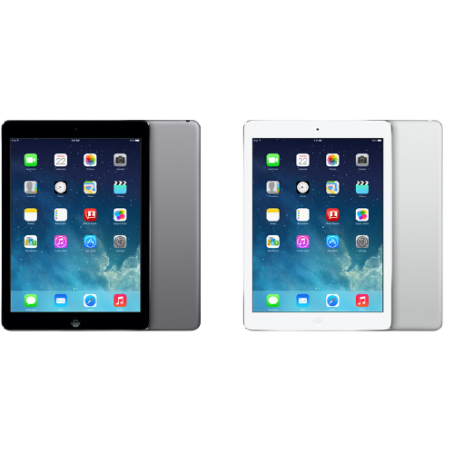 2つ並べたアップルジャパン iPad Air 16GB Wi-Fiモデル（スペースグレイとシルバー）