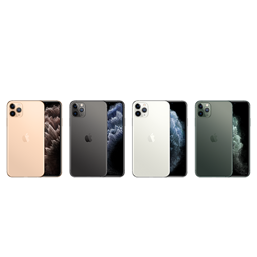 背面と表から見た AppleJapan iPhone 11 Pro Max  ゴールド スペースグレイ シルバー ミッドナイトグリーン