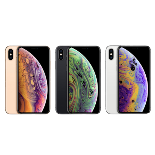 3台並んでいる AppleJapan iPhoneXS ゴールド、スペースグレイ、シルバー